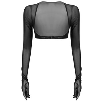 Women See-through Mesh Top / Sexy Transparent Top with Long Sleeve and Open Front - EVE's SECRETS
